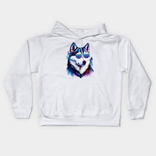 siberian husky sunglasses Kids Hoodie